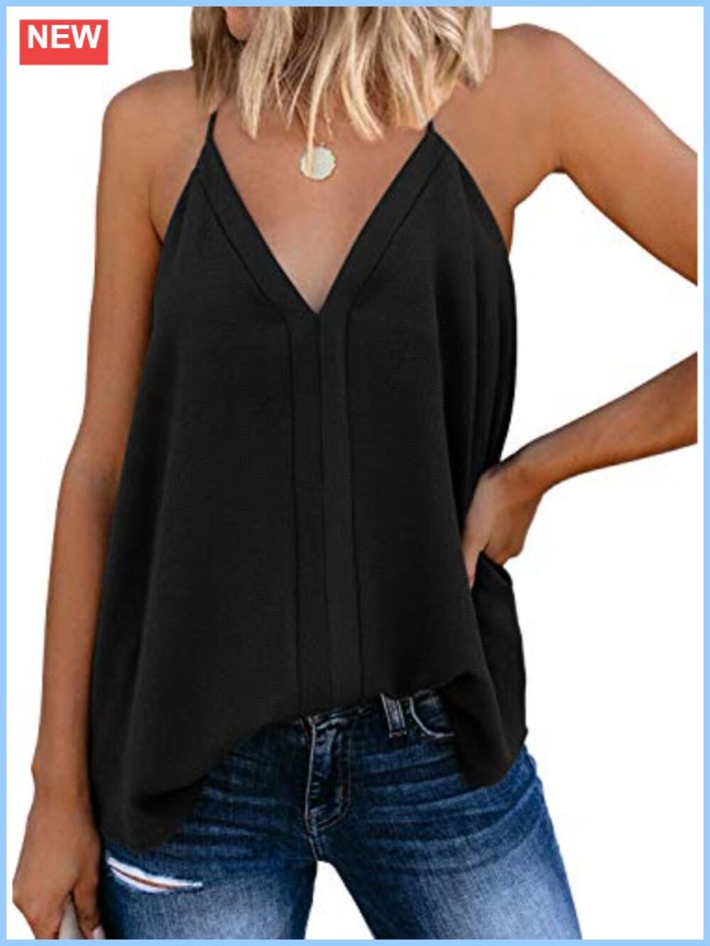Women's Sleeveless V-Neck Tank Top Loose Fit Summer Casual